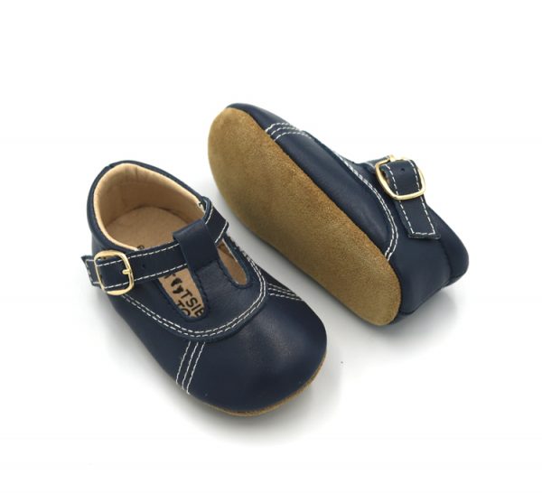 Navy Leather Ella T-Bars (Soft Sole)