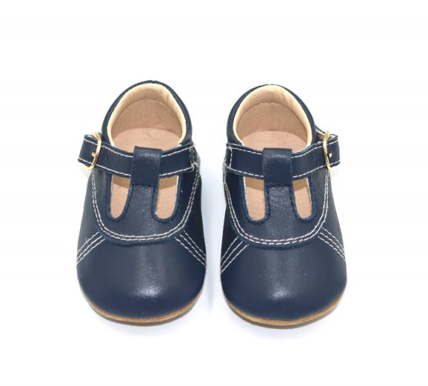 Navy Leather Ella T-Bars (Soft Sole) - Image 2