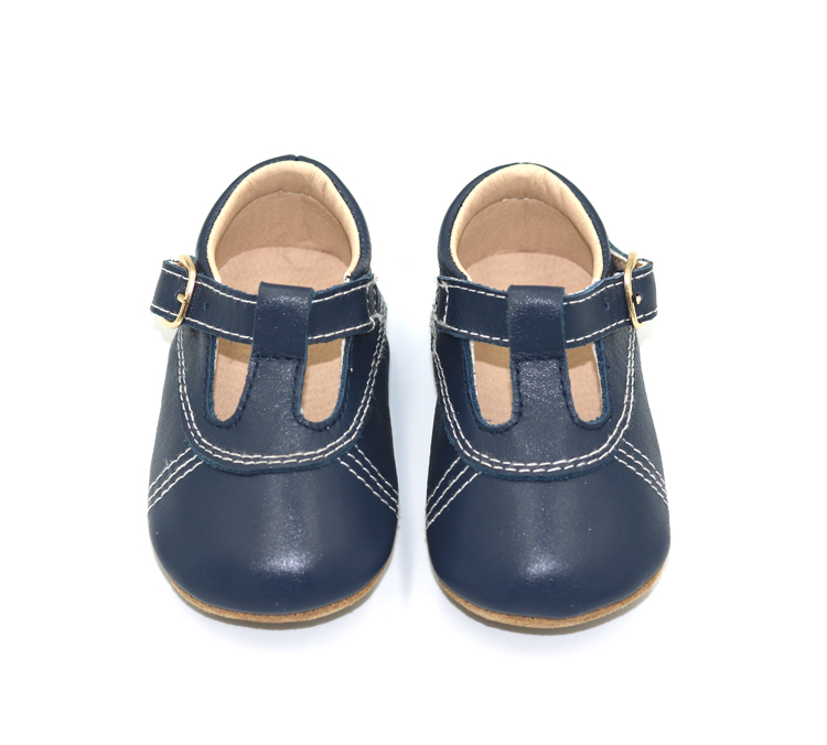 Tootsie Toes | Navy Leather Ella T-Bars (Soft Sole)