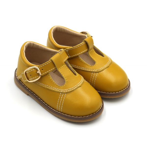 Mustard Leather Ella T-Bars - (Hard Sole) - Image 2