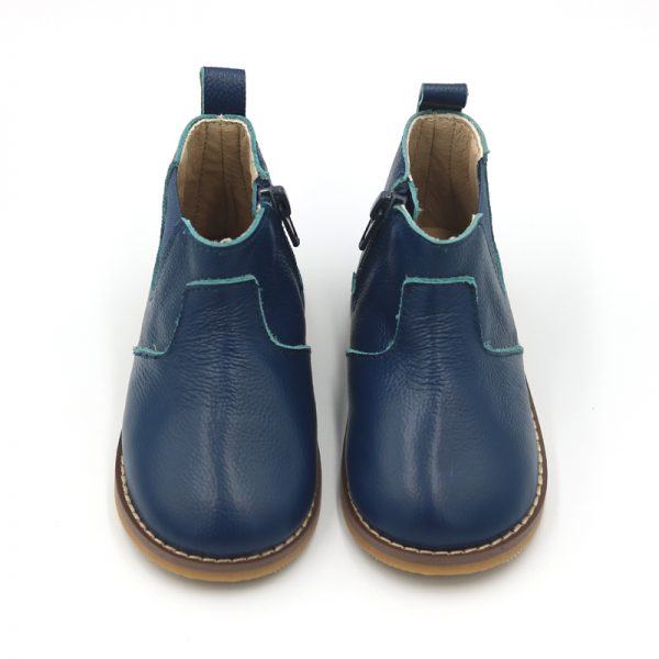 Navy Leather Charlie Boots - (Hard Sole) - Image 3