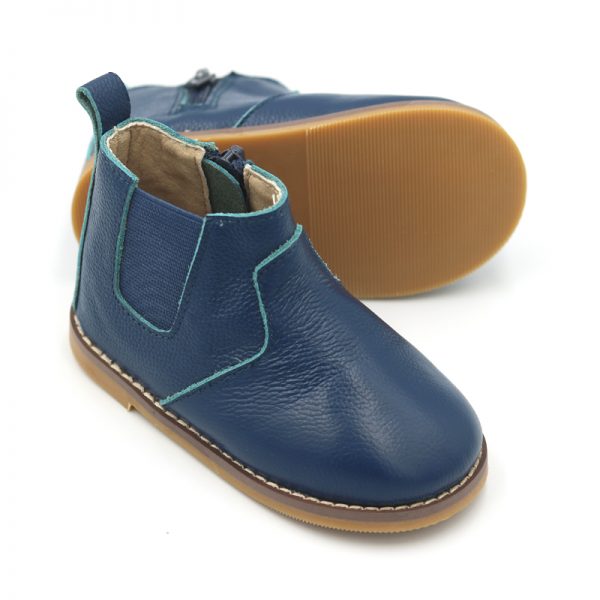 Navy Leather Charlie Boots - (Hard Sole) - Image 2