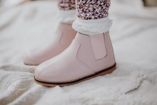 Pink Leather Charlie Boots - (Hard Sole)