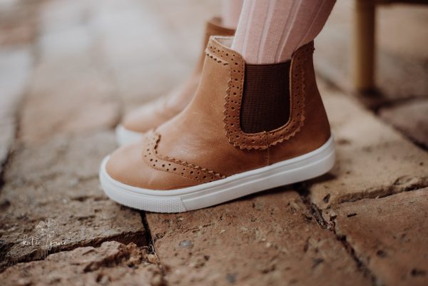 Maddie Tan Leather Boots - (Hard Sole)