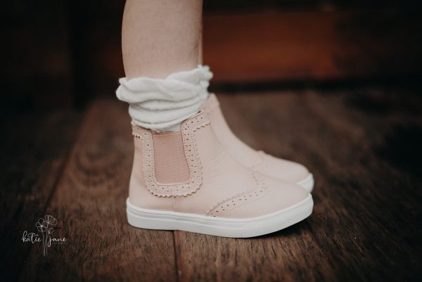 Maddie Pink Leather Boots - (Hard Sole)