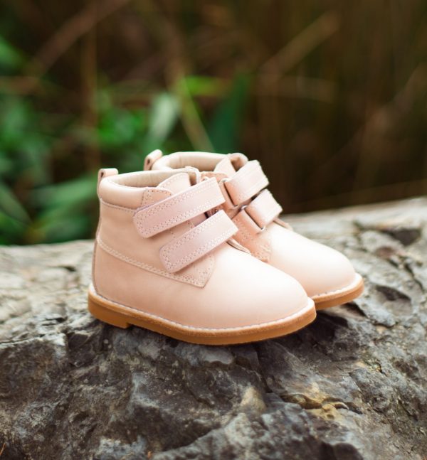 Pink Waxed Leather Hayden Boots - (Hard Sole)